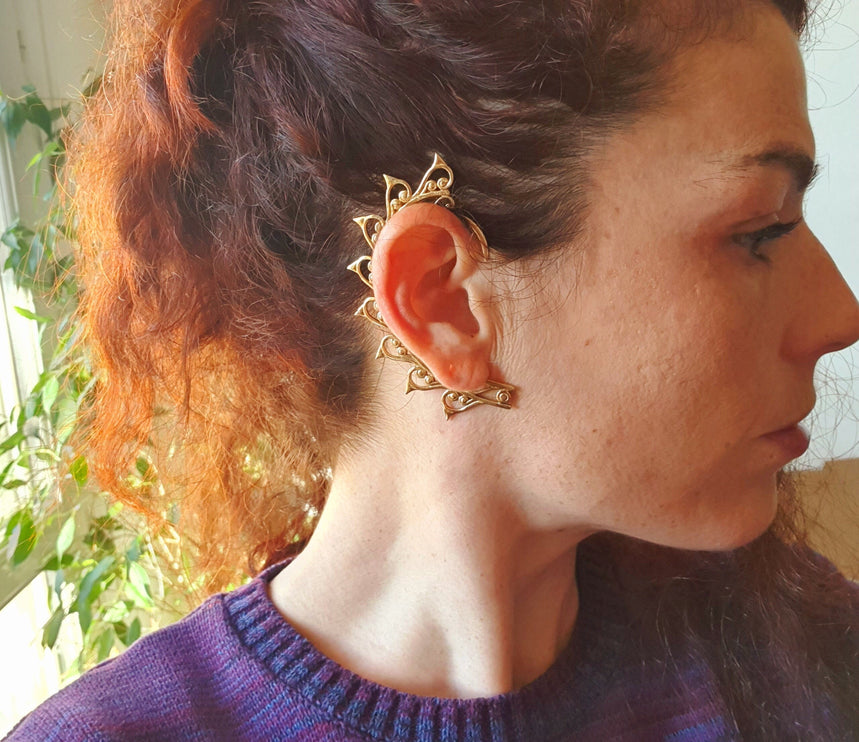 Golden Ear Cuff Brass / Cosplay / Costume / Boho / Unisex / Mens Jewellery / Fancy Dress / Tribal / Festival Jewellery /