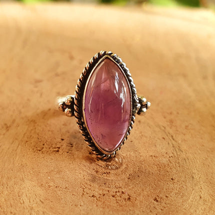 Ethnic style Silver & Amethyst Ring / Moon / Boho / Bohemian / Psy / Rustic / Tribal / Gypsy / Festival / Healing / Festival