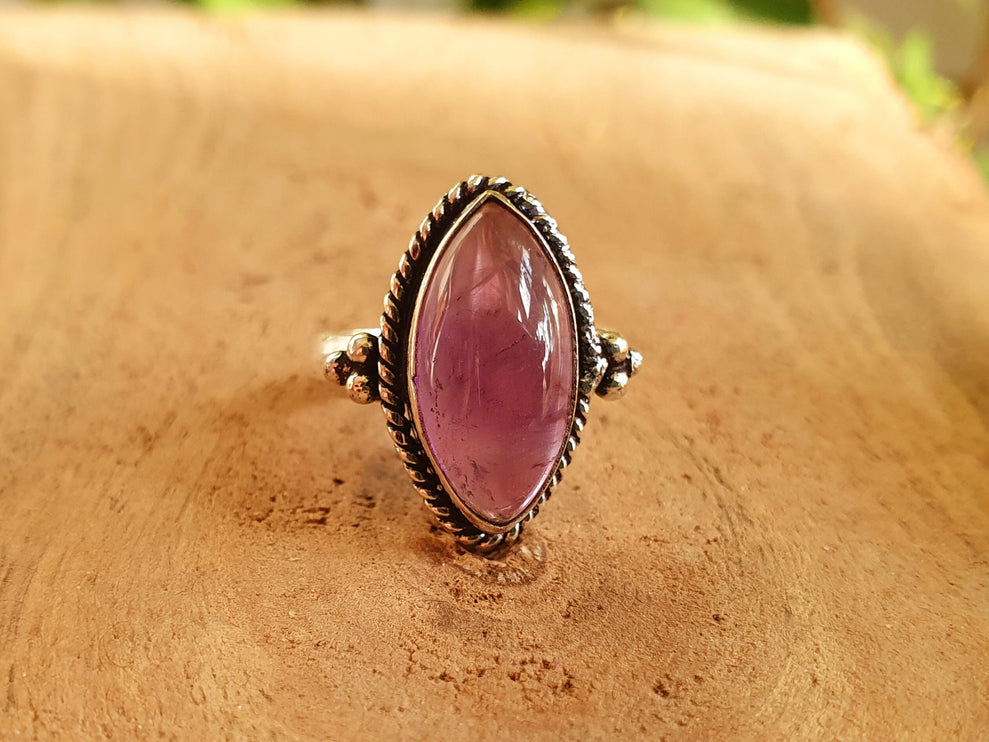 Ethnic style Silver & Amethyst Ring / Moon / Boho / Bohemian / Psy / Rustic / Tribal / Gypsy / Festival / Healing / Festival