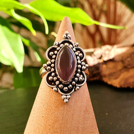 Ethnic style Silver & Amethyst Ring / Moon / Boho / Bohemian / Psy / Rustic / Tribal / Gypsy / Festival / Healing / Festival