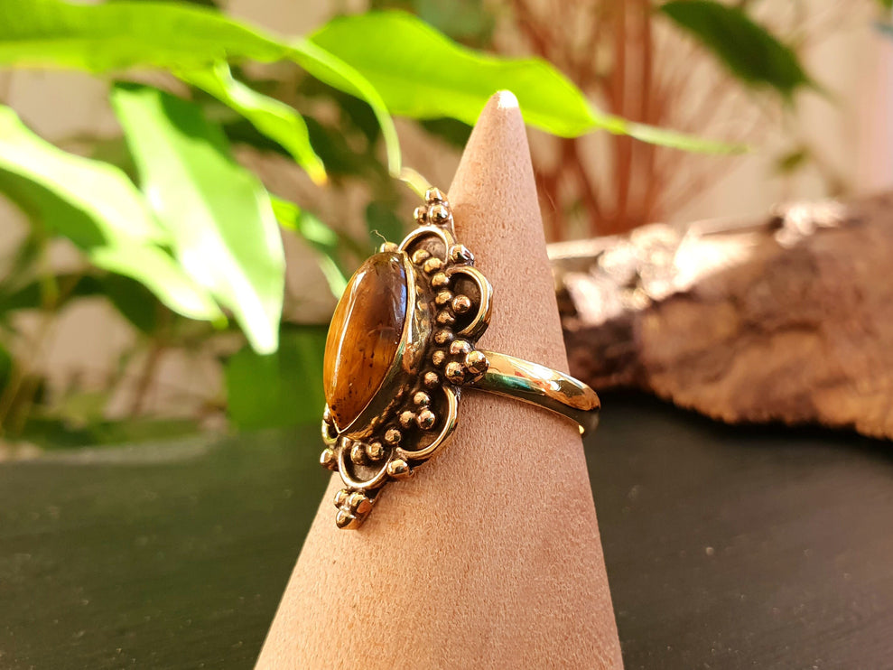 Ethnic style Brass & Tiger Eye ring / Boho / Bohemian / Psy / Rustic / Tribal / Gypsy / Festival / Healing / Festival 