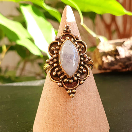 Ethnic style Brass & Moonstone / Moon / Boho / Bohemian / Psy / Rustic / Tribal / Gypsy / Festival / Healing / Festival