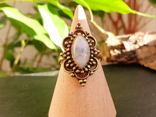 Ethnic style Brass & Moonstone / Moon / Boho / Bohemian / Psy / Rustic / Tribal / Gypsy / Festival / Healing / Festival