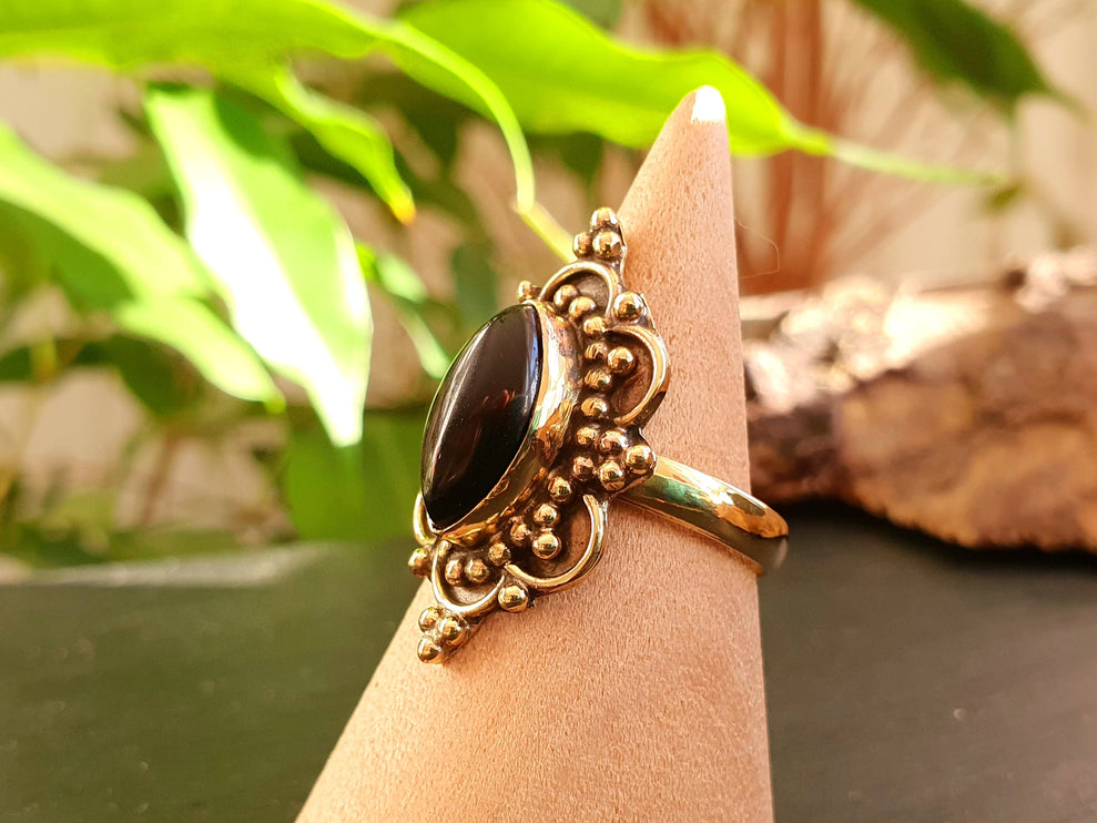 Black Onyx Ring / Bohemian / Ethnic / Festival / BirthStone / Gypsy / Tribal / Boho / Hippie / Festival / Rustic / Psy