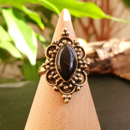 Black Onyx Ring / Bohemian / Ethnic / Festival / BirthStone / Gypsy / Tribal / Boho / Hippie / Festival / Rustic / Psy