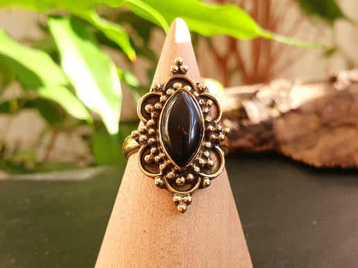 Black Onyx Ring / Bohemian / Ethnic / Festival / BirthStone / Gypsy / Tribal / Boho / Hippie / Festival / Rustic / Psy