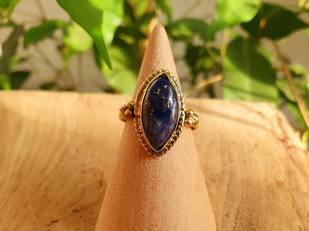 Lapis Lazuli Brass Ring / Bohemian / Ethnic / Festival / BirthStone / Gypsy / Tribal / Boho / Hippie / Festival / Rustic / Psy