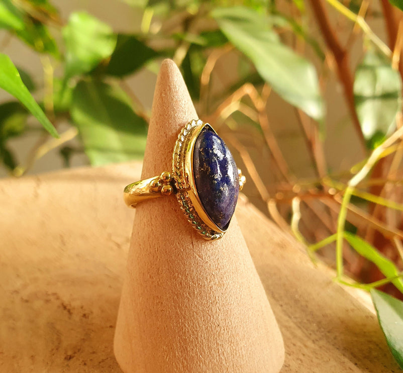 Lapis Lazuli Brass Ring / Bohemian / Ethnic / Festival / BirthStone / Gypsy / Tribal / Boho / Hippie / Festival / Rustic / Psy