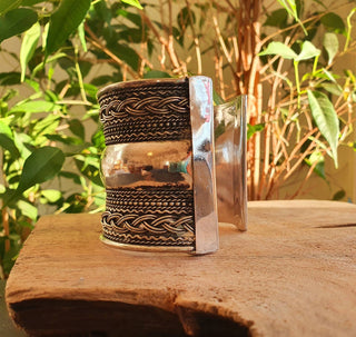 Large Silver Cuff Bracelet / Tribal / Celtic / Boho / Ethnic / Rustic / Bohemian / Hippie / Gypsy / Jewellery / Adjustable