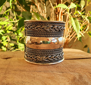 Large Silver Cuff Bracelet / Tribal / Celtic / Boho / Ethnic / Rustic / Bohemian / Hippie / Gypsy / Jewellery / Adjustable