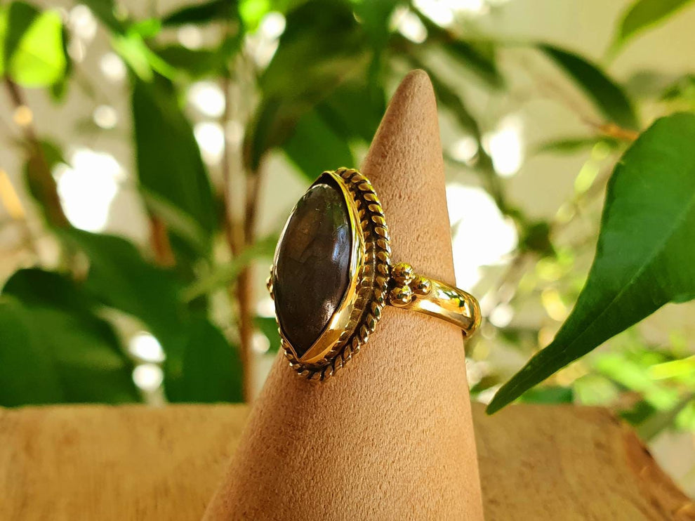 Labradorite Ring Ethnic style Brass / Boho / Bohemian / Psy / Rustic / Tribal / Gypsy / Festival / Healing / Festival