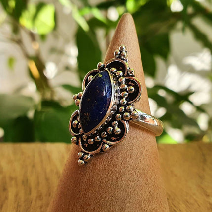 Lapis Lazuli Silver Ring / Large / Bohemian / Ethnic / Festival / BirthStone / Gypsy / Tribal / Boho / Hippie / Festival / Rustic / Psy