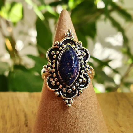 Lapis Lazuli Silver Ring / Large / Bohemian / Ethnic / Festival / BirthStone / Gypsy / Tribal / Boho / Hippie / Festival / Rustic / Psy