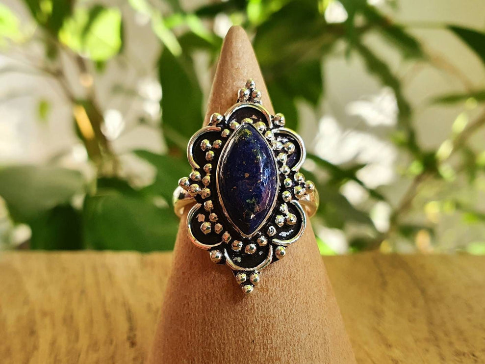 Lapis Lazuli Silver Ring / Large / Bohemian / Ethnic / Festival / BirthStone / Gypsy / Tribal / Boho / Hippie / Festival / Rustic / Psy