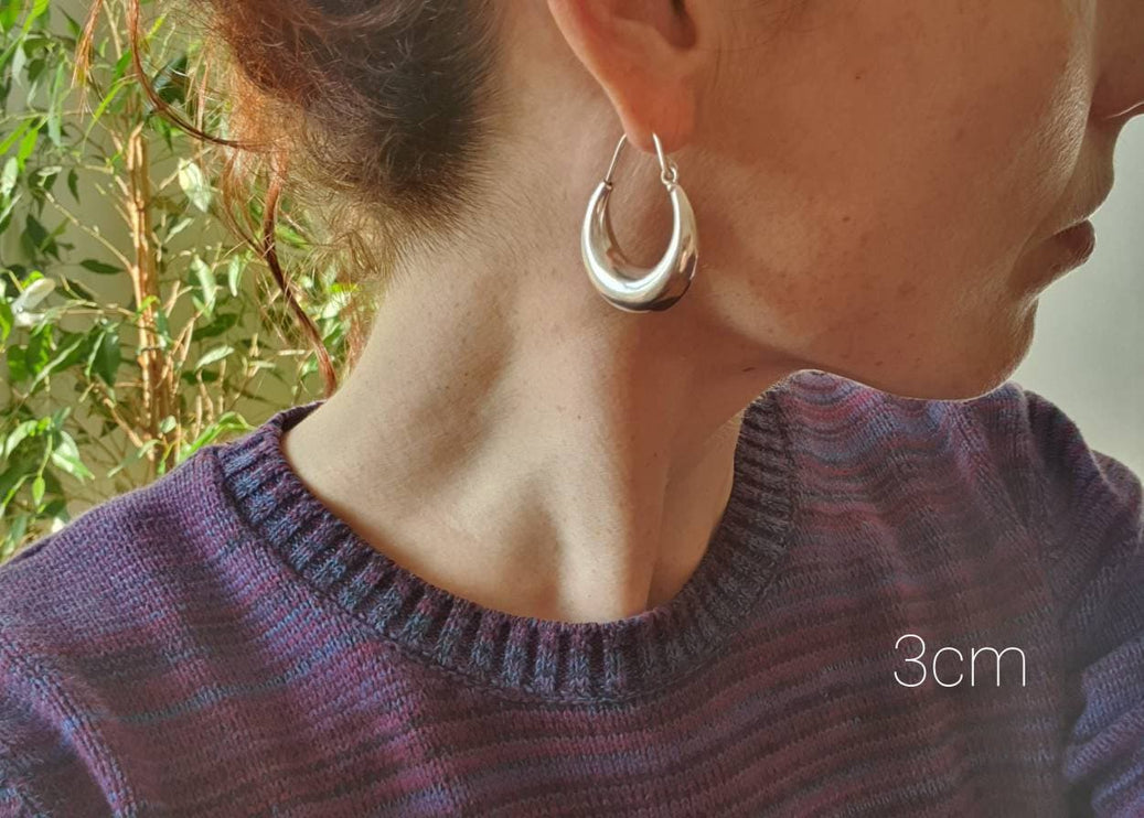 Chunky Silver Hoops; Thick Hoop Earrings Ethnic / Boho / Vintage Unisex / Mens / Rustic / Psy / Gypsy / Spiral / Hippie / Tribal