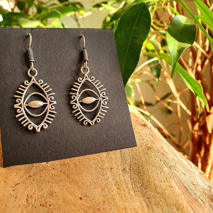 Third Eye Silver Earrings / Talisman / Illuminati / Horus / Chakra / Rustic / Yoga / Hippie / Gypsy / Psy / Boho / Bohemian / Festival