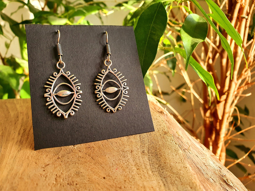 Third Eye Silver Earrings / Talisman / Illuminati / Horus / Chakra / Rustic / Yoga / Hippie / Gypsy / Psy / Boho / Bohemian / Festival