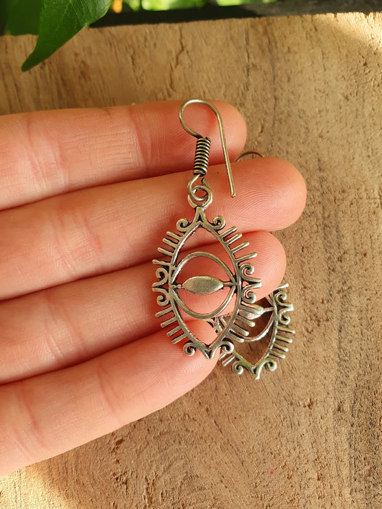 Third Eye Silver Earrings / Talisman / Illuminati / Horus / Chakra / Rustic / Yoga / Hippie / Gypsy / Psy / Boho / Bohemian / Festival