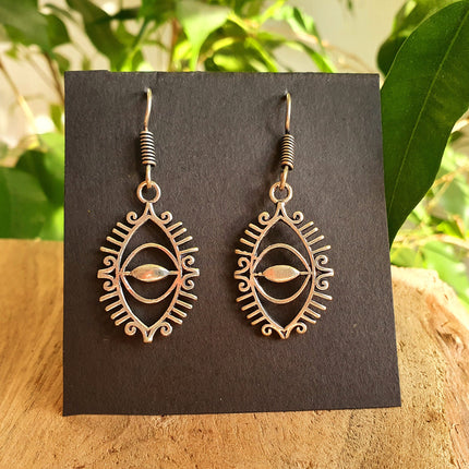 Third Eye Silver Earrings / Talisman / Illuminati / Horus / Chakra / Rustic / Yoga / Hippie / Gypsy / Psy / Boho / Bohemian / Festival