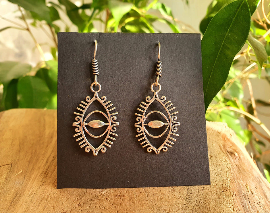 Third Eye Silver Earrings / Talisman / Illuminati / Horus / Chakra / Rustic / Yoga / Hippie / Gypsy / Psy / Boho / Bohemian / Festival