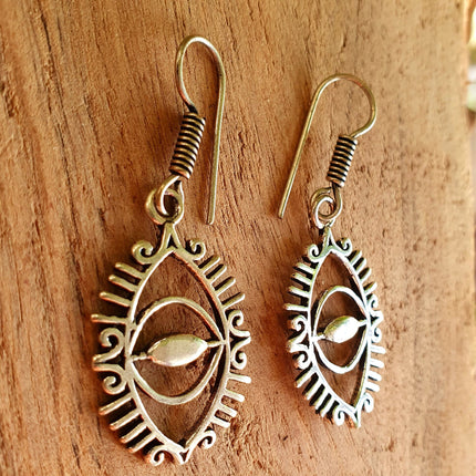 Third Eye Silver Earrings / Talisman / Illuminati / Horus / Chakra / Rustic / Yoga / Hippie / Gypsy / Psy / Boho / Bohemian / Festival