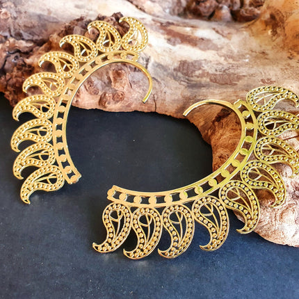 Ear Cuff Brass Feather design / Tribal / Boho / Costume / Fancy Dress / Cosplay / Festival Jewellery / Indian /