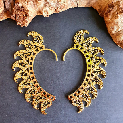 Ear Cuff Brass Feather design / Tribal / Boho / Costume / Fancy Dress / Cosplay / Festival Jewellery / Indian /