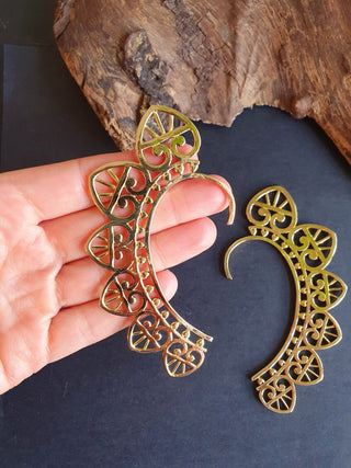 Ear Cuff Brass Heart design / Tribal / Boho / Unisex / Mens Jewellery / Costume / Fancy Dress / Cosplay / Festival Jewellery /