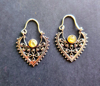 Small Silver Boho Earrings Labradorite / Heart / Mandala / Ethnic / Rustic / Yoga / Hippie / Gypsy / Psy / Bohemian / Festival