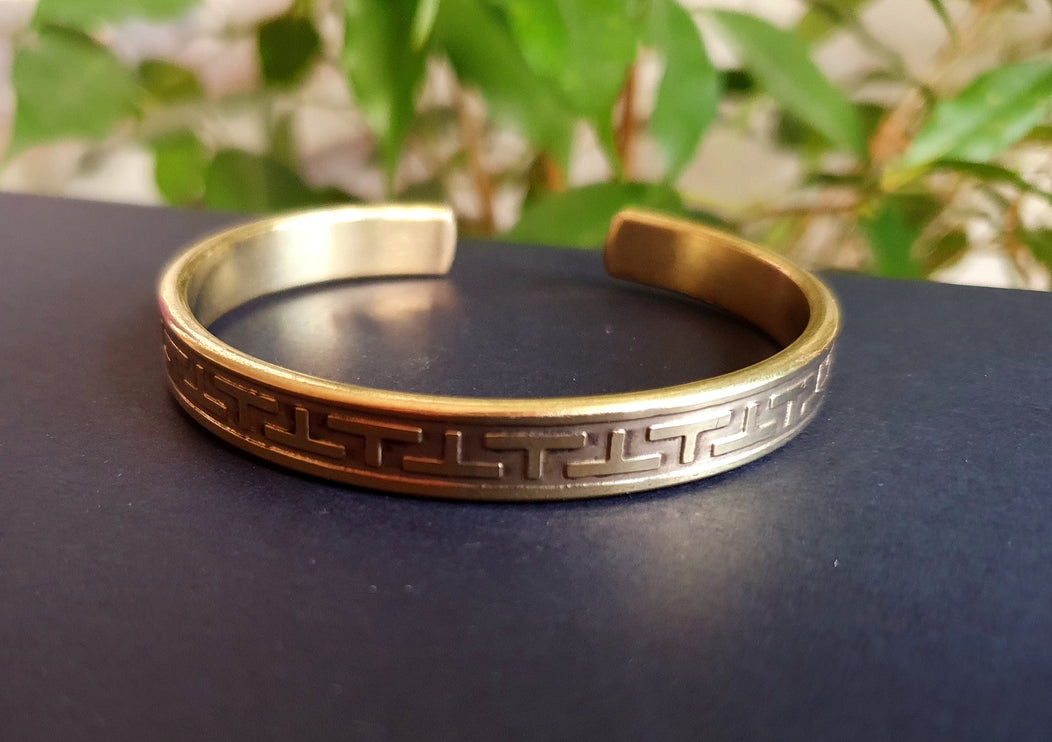 Tuareg Mens Brass Bracelet / Tuareg Jewelry / Cuff / Large Size / Unisex / Boho / Ethnic / Bohemian / Medieval / Gypsy / Geometric /