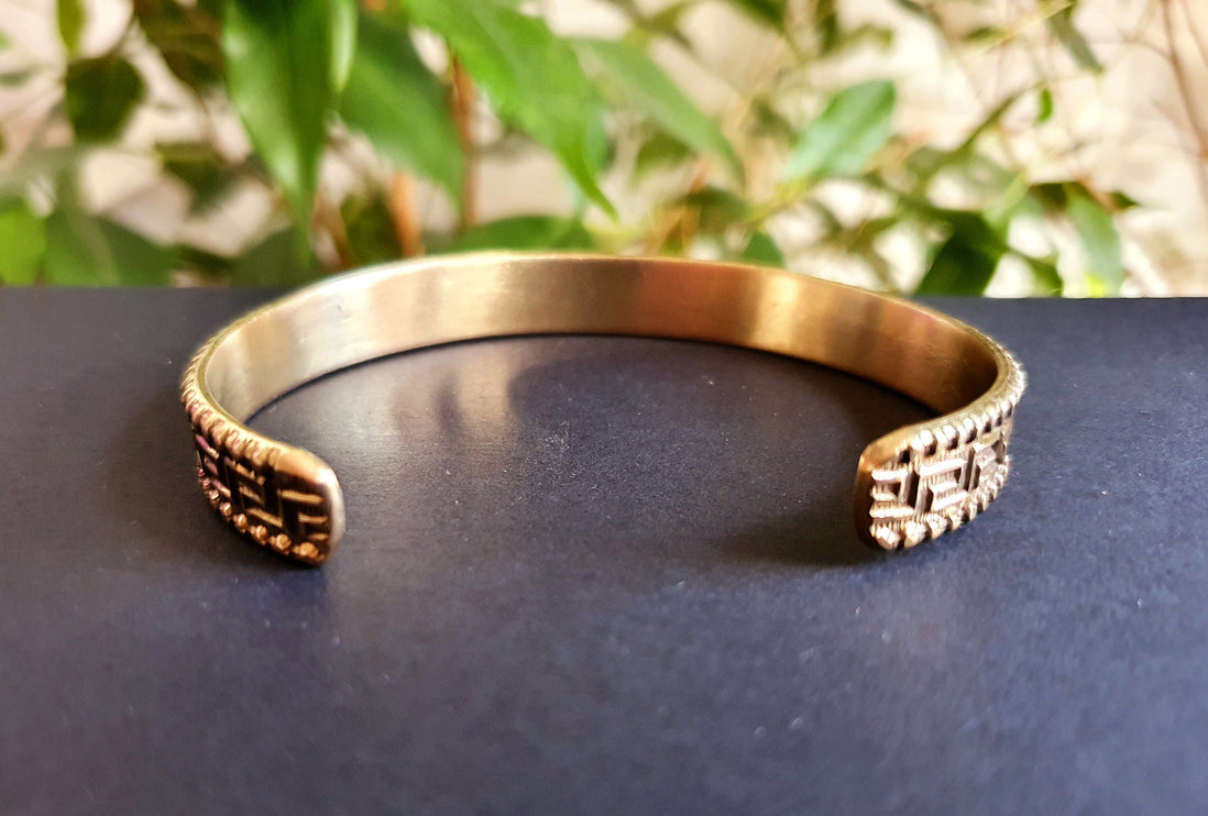 Tuareg Mens Brass Bracelet / Tuareg Jewelry / Cuff / Large Size / Unisex / Boho / Ethnic / Bohemian / Medieval / Gypsy / Geometric /