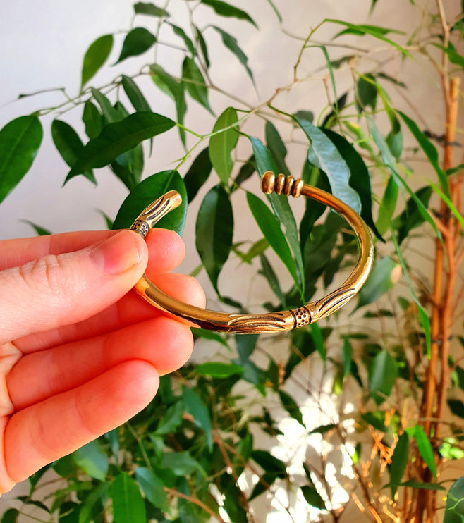 Tuareg Brass Bracelet / Unisex Jewelry / Cuff / Boho / Ethnic / Bohemian / Medieval / Gypsy / Geometric /