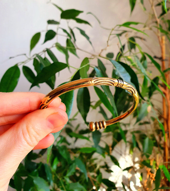 Tuareg Brass Bracelet / Unisex Jewelry / Cuff / Boho / Ethnic / Bohemian / Medieval / Gypsy / Geometric /