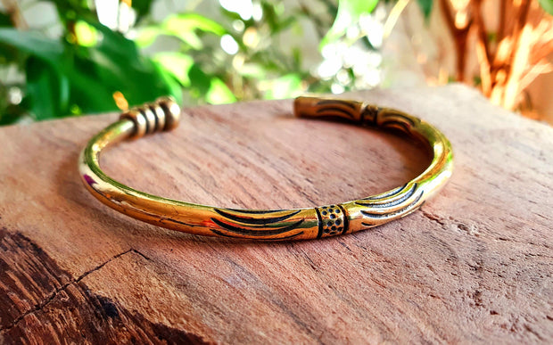 Tuareg Mens Brass Bracelet / Tuareg Jewelry / Cuff / Large Size / Unisex / Boho / Ethnic / Bohemian / Medieval / Gypsy / Geometric /