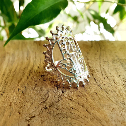 Silver Hamsa Ring / Fatima / Egypt / Hieroglyphics / Brass / Ethnic / rustic, yoga, hippie, gypsy, boho, bohemian, festival