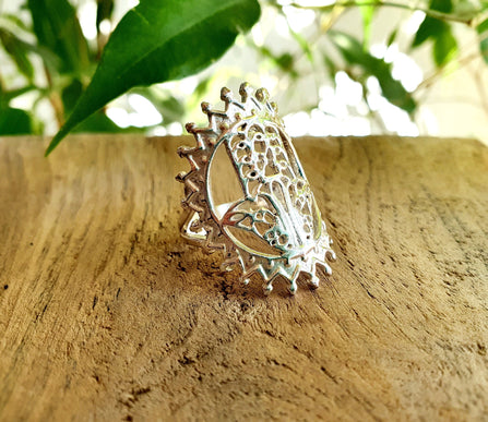 Silver Hamsa Ring / Fatima / Egypt / Hieroglyphics / Brass / Ethnic / rustic, yoga, hippie, gypsy, boho, bohemian, festival