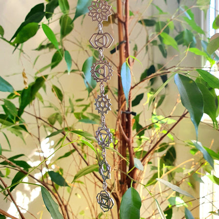 Seven 7 Chakras Necklace / Hypoallergenic / Silver / Yoga / Reiki / Boho / Hippie / Rustic / Ethnic / Crystals / Third Eye / Illuminati