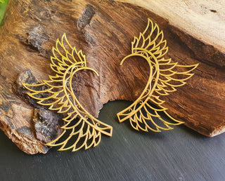 Golden Angel Wings Ear Cuff Brass / Tribal / Boho / Unisex / Mens Jewellery / Costume / Fancy Dress / Cosplay / Festival Jewellery /