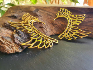 Golden Angel Wings Ear Cuff Brass / Tribal / Boho / Unisex / Mens Jewellery / Costume / Fancy Dress / Cosplay / Festival Jewellery /
