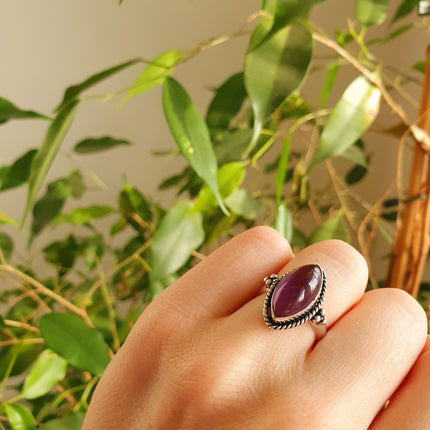 Ethnic style Silver & Amethyst Ring / Moon / Boho / Bohemian / Psy / Rustic / Tribal / Gypsy / Festival / Healing / Festival