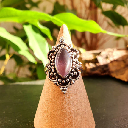 Ethnic style Silver & Amethyst Ring / Moon / Boho / Bohemian / Psy / Rustic / Tribal / Gypsy / Festival / Healing / Festival