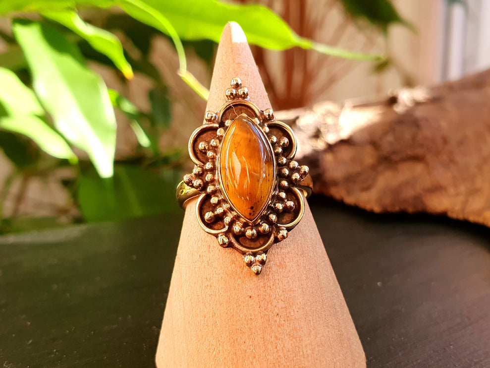 Ethnic style Brass & Tiger Eye ring / Boho / Bohemian / Psy / Rustic / Tribal / Gypsy / Festival / Healing / Festival 