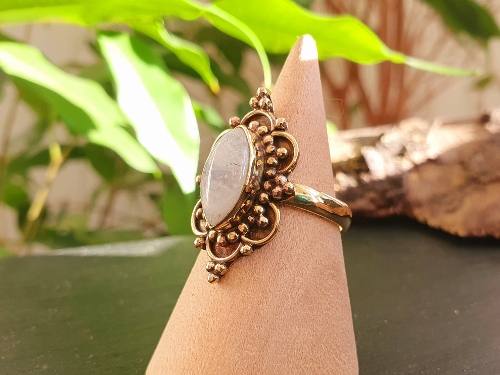 Ethnic style Brass & Moonstone / Moon / Boho / Bohemian / Psy / Rustic / Tribal / Gypsy / Festival / Healing / Festival