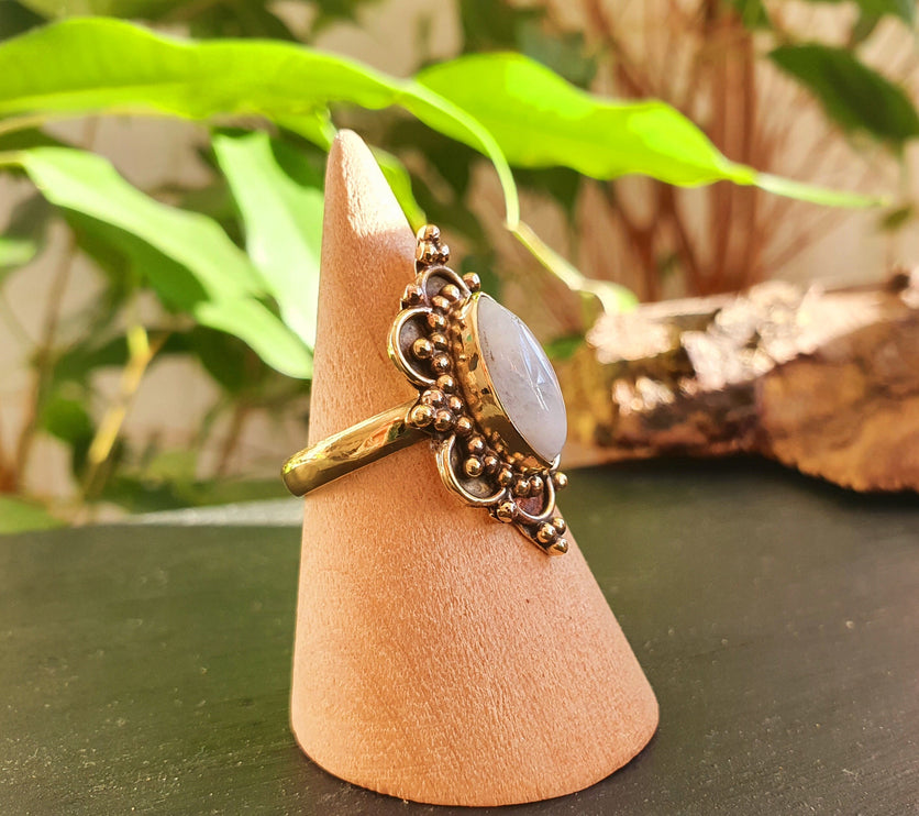 Ethnic style Brass & Moonstone / Moon / Boho / Bohemian / Psy / Rustic / Tribal / Gypsy / Festival / Healing / Festival