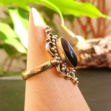 Black Onyx Ring / Bohemian / Ethnic / Festival / BirthStone / Gypsy / Tribal / Boho / Hippie / Festival / Rustic / Psy