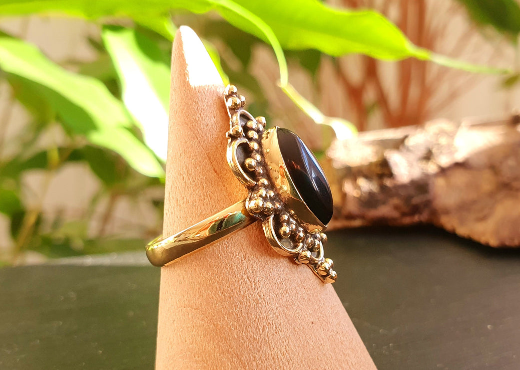 Black Onyx Ring / Bohemian / Ethnic / Festival / BirthStone / Gypsy / Tribal / Boho / Hippie / Festival / Rustic / Psy