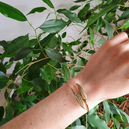 Silver Feather Bracelet / Bangle / Brass / Nature / Birds / Garden / Ethnic / Rustic / Bohemian / Hippie / Gypsy / Jewellery / Adjustable