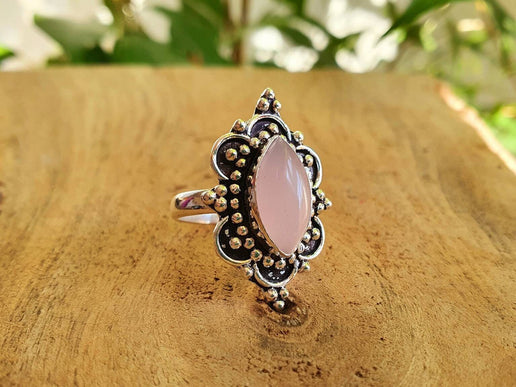 Ethnic style Silver & Rose Quartz / Boho / Bohemian / Psy / Rustic / Tribal / Gypsy / Festival / Healing / Festival