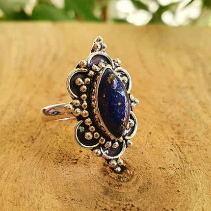 Lapis Lazuli Silver Ring / Large / Bohemian / Ethnic / Festival / BirthStone / Gypsy / Tribal / Boho / Hippie / Festival / Rustic / Psy