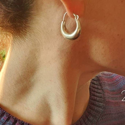 Chunky Silver Hoops; Thick Hoop Earrings Ethnic / Boho / Vintage Unisex / Mens / Rustic / Psy / Gypsy / Spiral / Hippie / Tribal